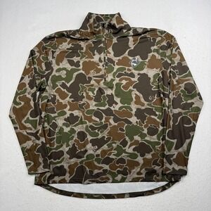 Ol' Tom Pullover Mens Large Brown Camo Quarter Zip Long Sleeve Hunting Shirt